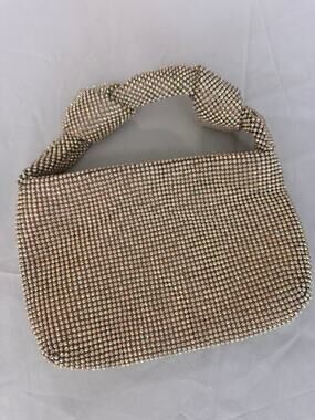 Jessica McClintock Rhinestone Hobo Bag Crystal Knotted Shoulder Purse Y2K